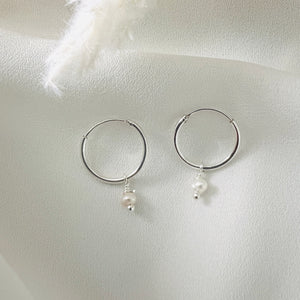 Pearl Drop Hoops