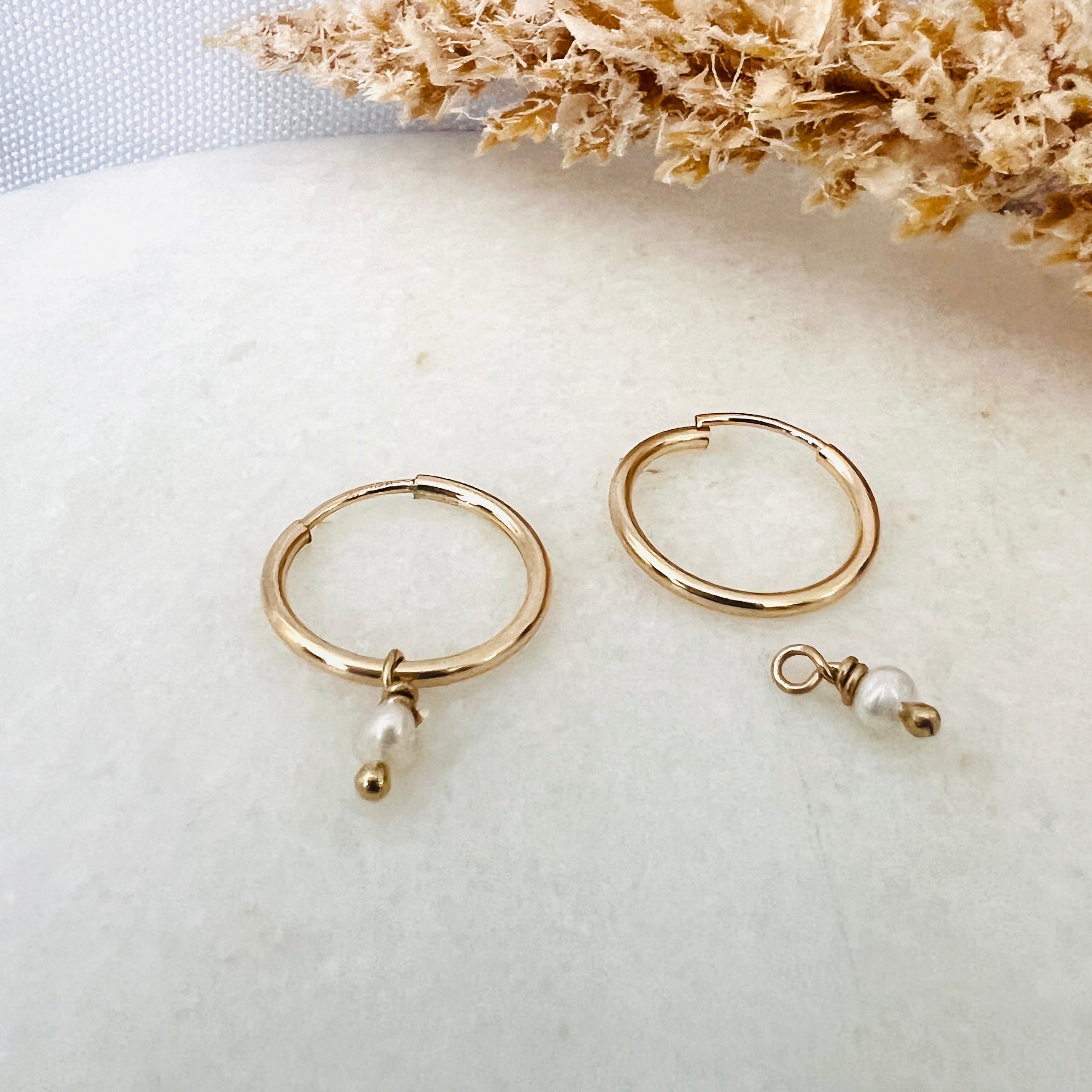 Pearl Drop Hoops
