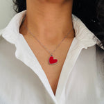 Load image into Gallery viewer, Red Enamel Heart Necklace
