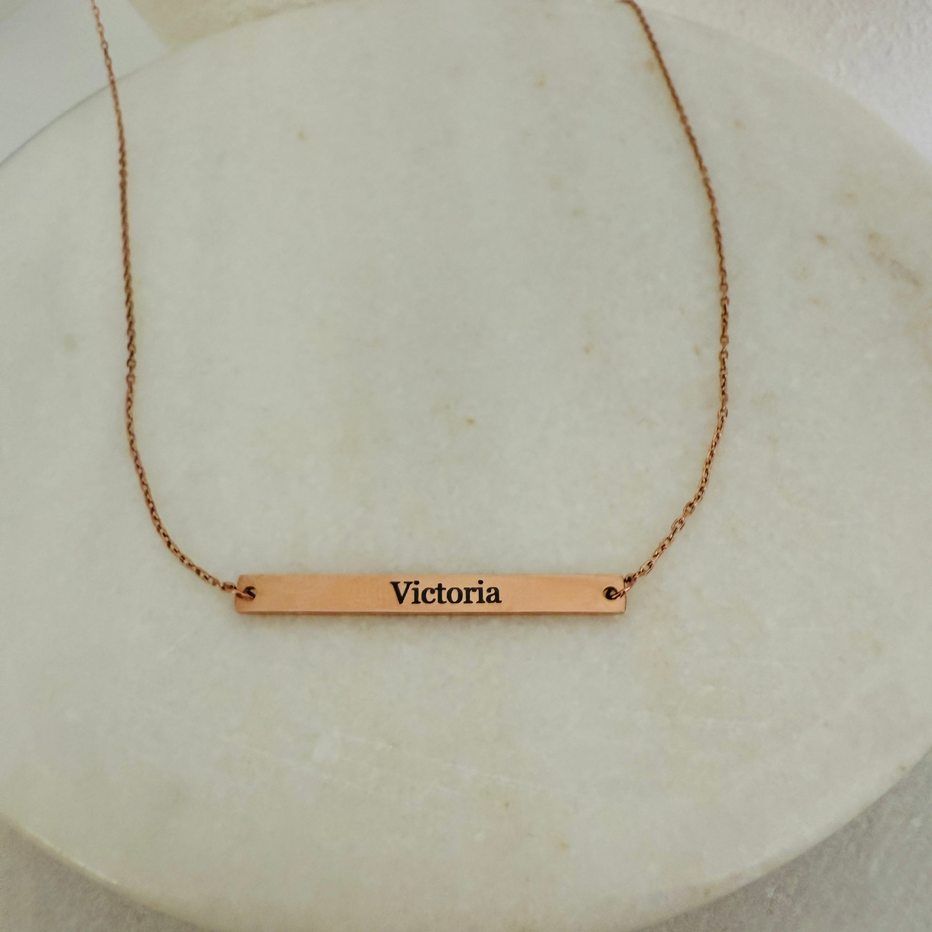 Rose Gold Engravable Bar necklace