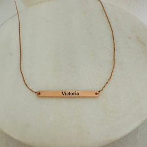 Rose Gold Engravable Bar necklace