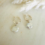 Load image into Gallery viewer, Sterling silver Keshi pearl hoop earrings on a white background
