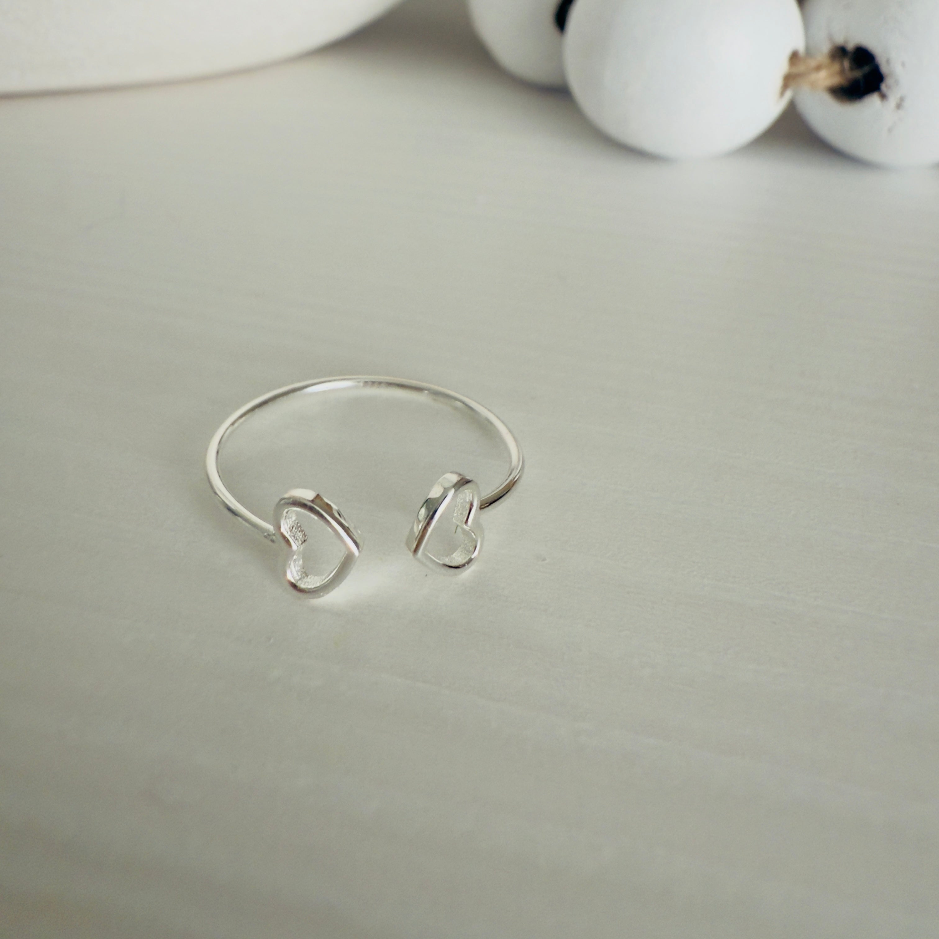 double heart ring cuff made of sterling silver