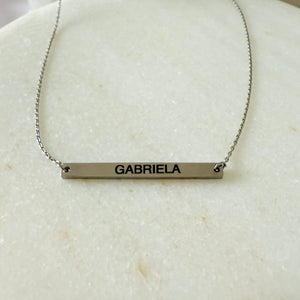 Silver Engravable Bar Necklace